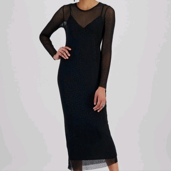 Bar III Mesh Studded Midi Dress - Picture 1 of 8